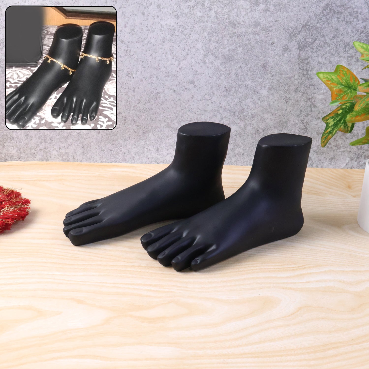 Premium Black Foot Mannequin Display Stand (1 Pair)