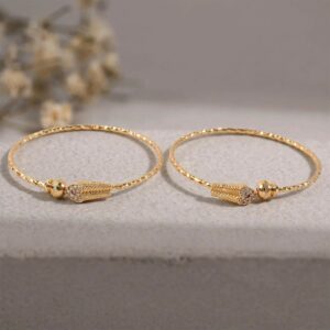 Gold Plated Leaf Design Openable Bracelet Pair