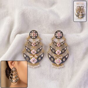Elegant Grey Ethnic Designer Hanging Earrings (1 Pc)