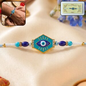 Turquoise Evil Eye Hexagon Designer Rakhi