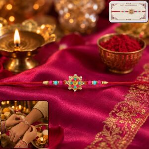Pink Floral Mandala Mini Designer Rakhi