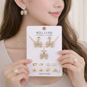 Premium Gold Plated Leaf Pearl Drop Earrings for Women & Girls (Combo set of 6)