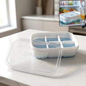 Mini Plastic 6 Cavity Ice Tray - Freeze & Fresh, Compact Ice Cube Tray