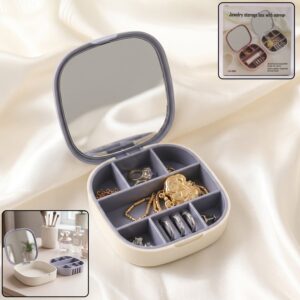Plastic Jewelry Storage Box with Built-in Mirror (1 Pc)
