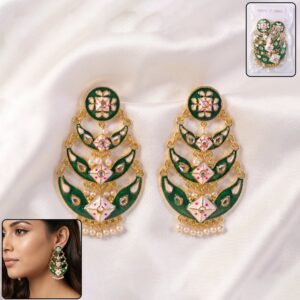Sea Green Premium Meenakari Chandbali Earrings (1 Pc)