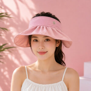 Pink Women’s Foldable Wide Brim Sun Visor Cap for Outdoor Travel