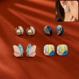 Designer Butterfly Pearl Stud Earrings Combo for Women & Girls (4 Pair)