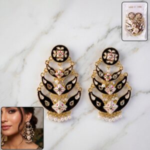 Classic Black Meenakari Festival Earrings (1 Pc)
