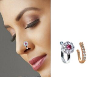 AD Stone Multi-Style Nose Ring Combo Pack of 2