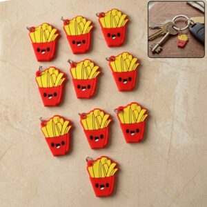 Cute French Fries Shap Bag Charm Keychain Set (10 Pc)