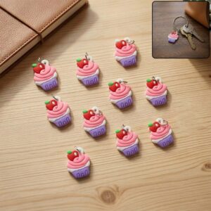 Cute Cupcake Shape Bag Charm Keychain Set (10 Pc)