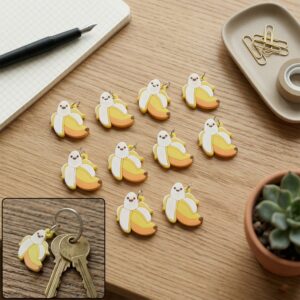 Cute Cartoon Banana Bag Charm Keychain Set (10 Pc)
