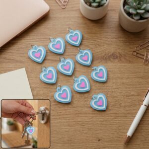 Cute Heart Shape Bag Charm Keychain Set (10 Pc)