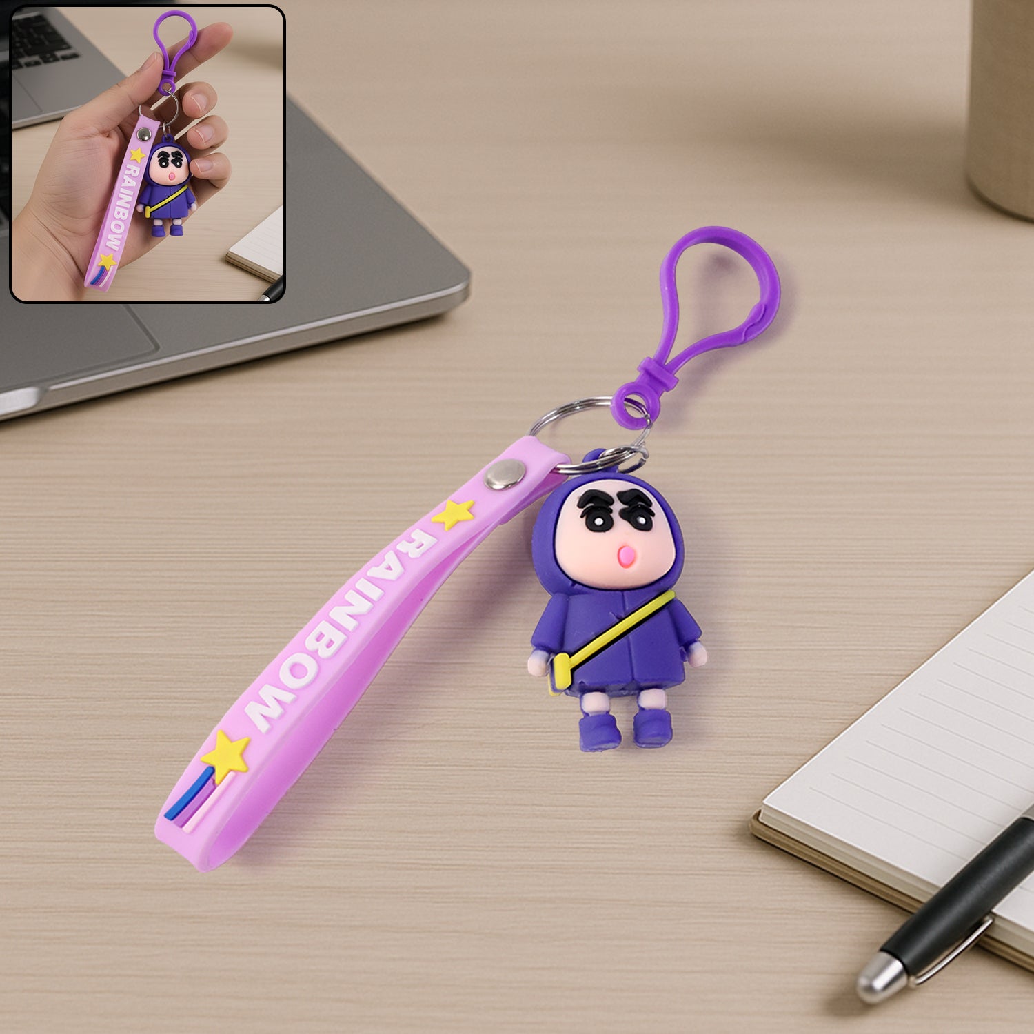 Cute Cartoon Character Silicone Keychain (1 Pc)