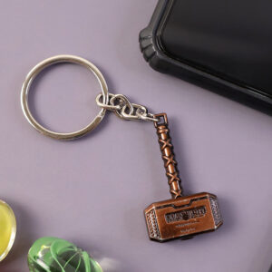 Stylish Superhero Hammer Shape Metal Keychain – Mini Hammer Design Key Ring (Mix Design)