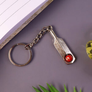 Cricket Bat with Ball Keychain (metal keychain)