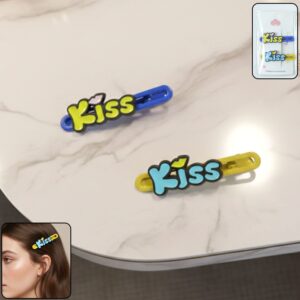 Cute “Kiss” Text Hair Clip Set (2 Pc)