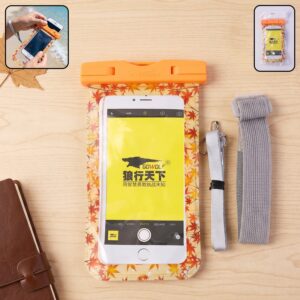 Maple Leaf Waterproof Mobile Pouch – 1 Pc Universal Phone Case with Armband & Lanyard