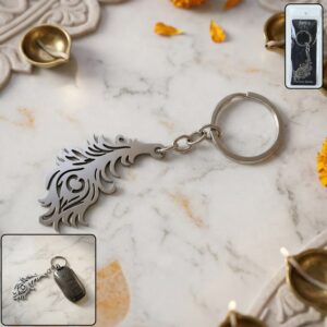 Premium Metal Morpich Feather Design Keychain 1 Pc