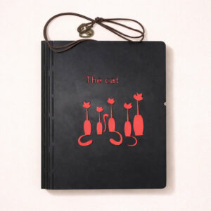 Cat Theme Scrapbook Memory Album with Ring Binding for Photos & Notes