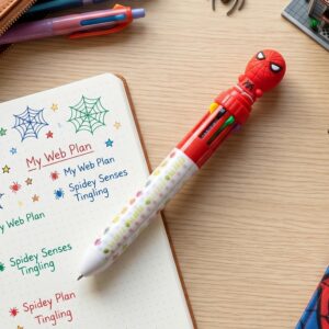 10 Color Superhero Multi Ink Ball Pen for Kids School Stationery