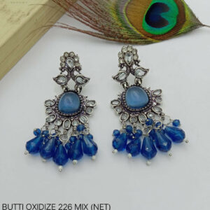 Royal Sapphire Oxidized German Silver Earrings