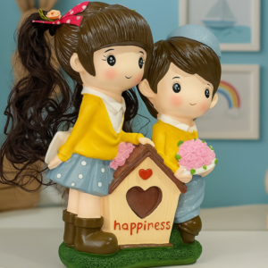 Cute Couple Piggy Bank Statue with Coin Slot | Decorative Savings Bank for Kids & Gifts