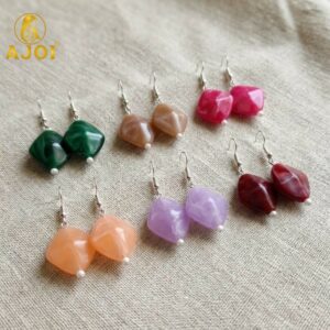 Colorful Geometric Stone Drop Earrings