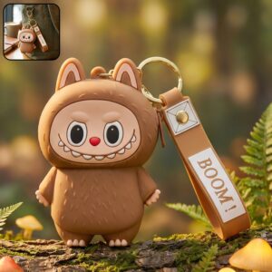 Cute Cartoon Style Silicone Mini Pouch Keychain with Strap (1 Pc)