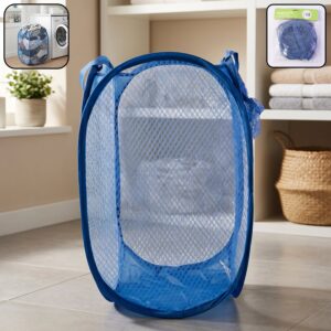 Foldable Mesh Laundry Bag Hamper (1 Pc, 30x30x46 Cm)