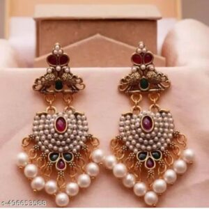 Fancy Traditional Pearl Jhumka Earrings Navaratri Special Earrings Jhumka For Women