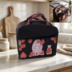 Insulated Lunch Bag with Cute Cartoon Design (1 Pc)