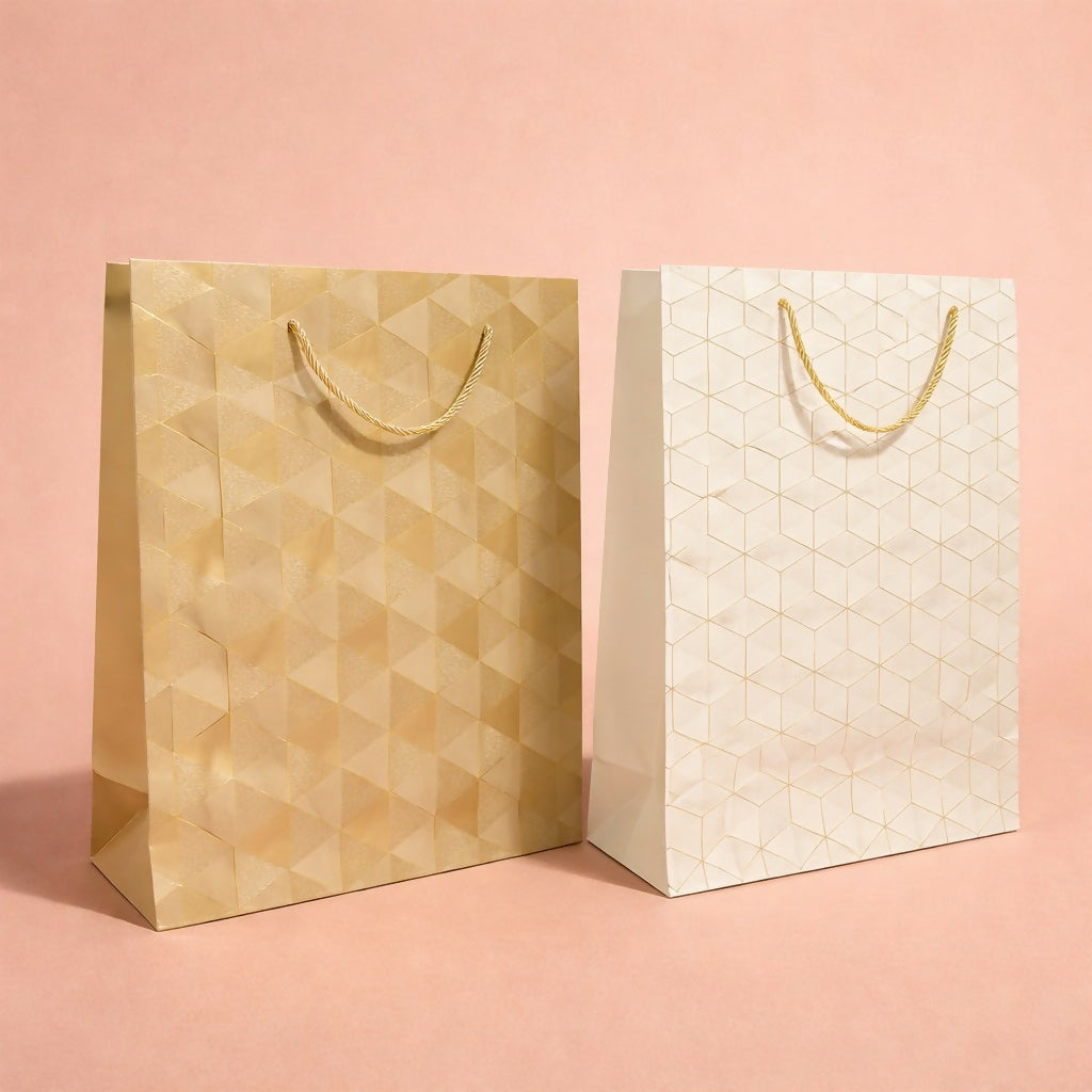 Premium Geometric Design Gift Bag with Handle Paper Carry Bag