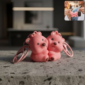 Cute Couple Bear Shape 2-in-1 Keychain Set (2 Pieces Set)