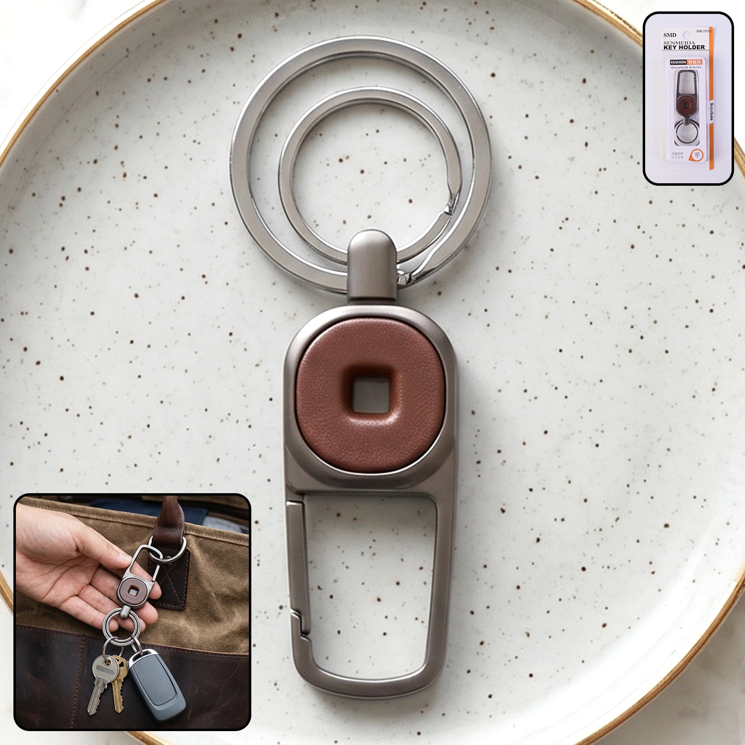 Premium Metal Key Holder with Secure and Stylish Keychain (1 Pc)