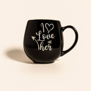 “I Love Her” Black Ceramic Coffee Mug with Handle