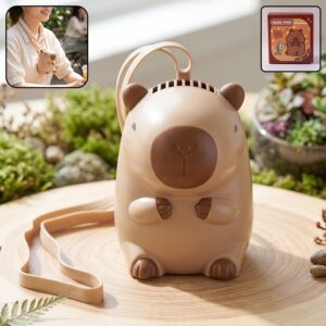 Cute Bear Shape Portable Mini Fan with Neck Strap (1 Pc)