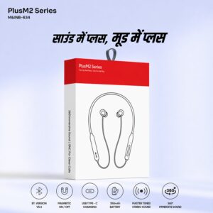 PlusM2 Series Wireless Bluetooth Neckband Earphones, Neck band (1 Pc)
