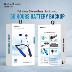 RhythmX Series Wireless Stereo Bass Neckband Earphones, Neck band (1 Pc)