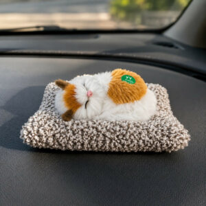 Sleeping Cat Plush Toy with Cushion for Car Dashboard & Room Decor