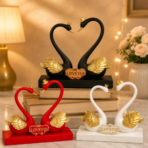 Romantic Swan Couple Showpiece with Love Plaque Home Decor (Color may vary)