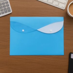Mix Design A4 Plastic Document Folder – Button Closure File for Office & School