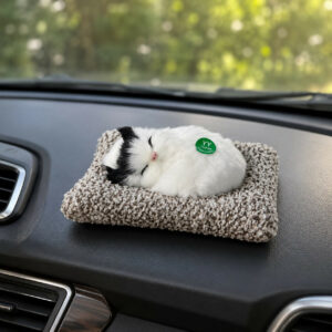 Sleeping Cat Plush Toy with Cushion Cute Dashboard Decor Showpiece