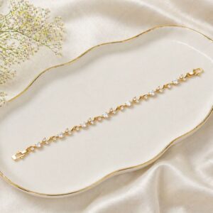 New Trendy Tulip Lava Stone Crystal Vine Gold -Plated Bracelet for Women And Girls