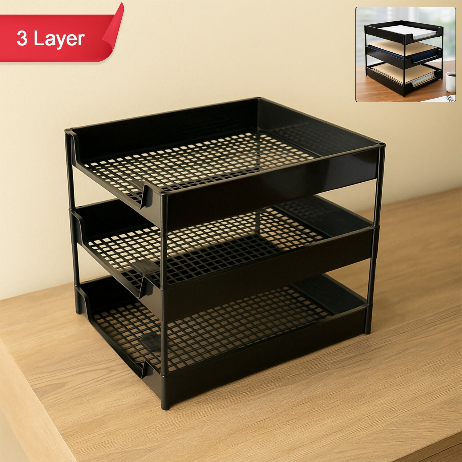 Officemate 3-Layer Executive Document Tray (37.5 cm x 27.5 cm x 25.5 cm)