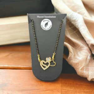 Gold-Tone Double Heart Mangalsutra with Sparkling Stone Detailing