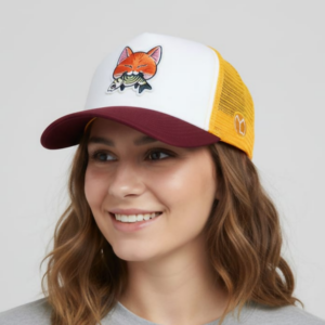 Premium Adjustable Mesh Cap with Cute Cat Embroidered Patch Breathable Cap for Men & Women