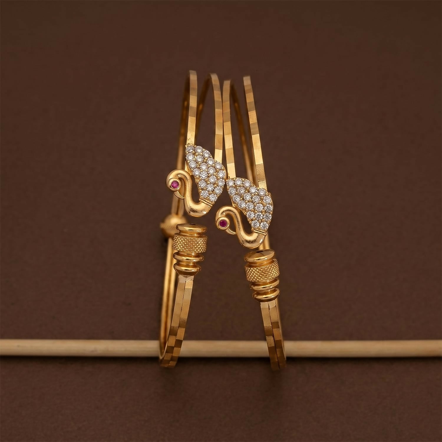 Elegant Swan Crystal Adjustable Gold Finish Bangles for Women