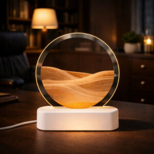 Orange Moving Sand Art LED Lamp Round Decorative Desk Night Light