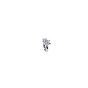 Rhodium Plated Floral Crystal Clip-On Nose Ring Combo Pack of 2